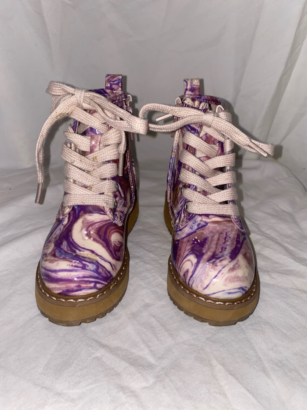 Steve Madden Kids Purple Marble Lace-Up Boots